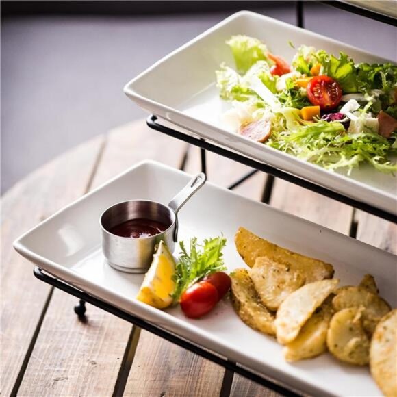 3 Tier Serving Stand Tiered Serving Stand With 3 Porcelain Serving Trays - Picture 4 of 7